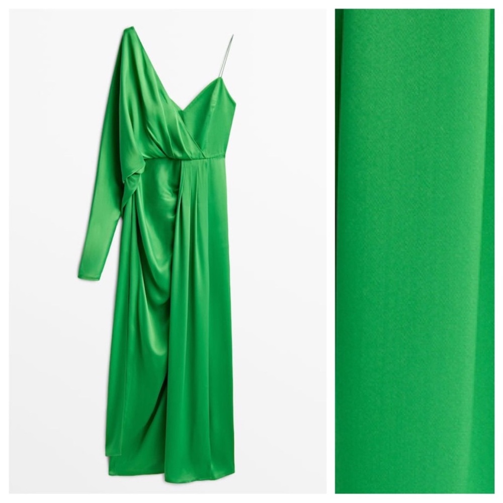 Green silk one should dress - Picture 3 of 9